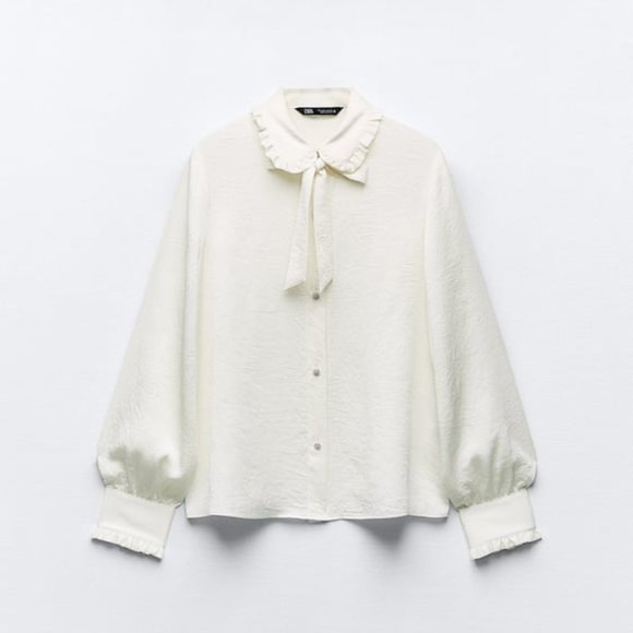 NEW ZARA white blouse with pearl button - Picture 1 of 6